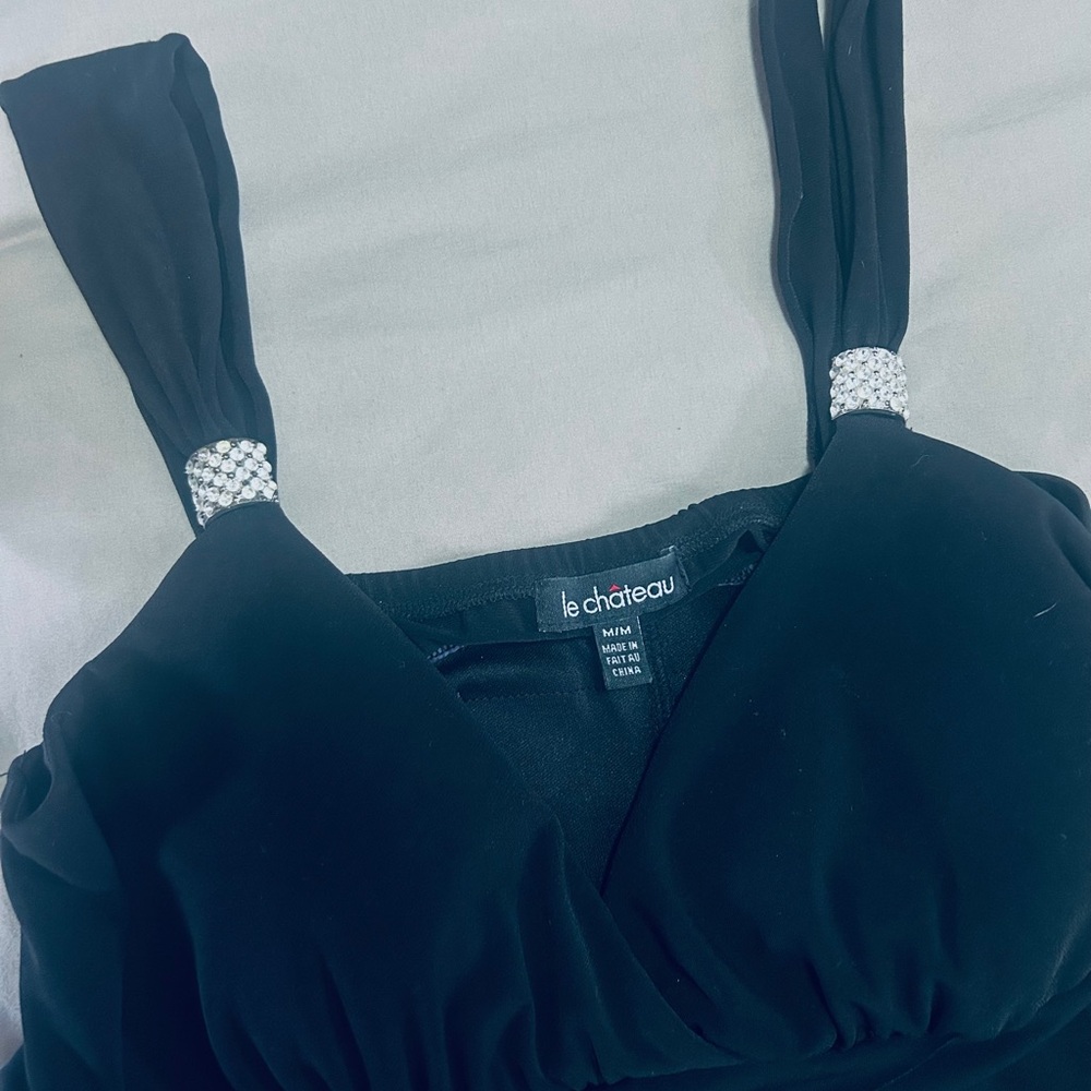 #43 Le Chateau Black Dress with Silver and sparkle  Accents super sexy